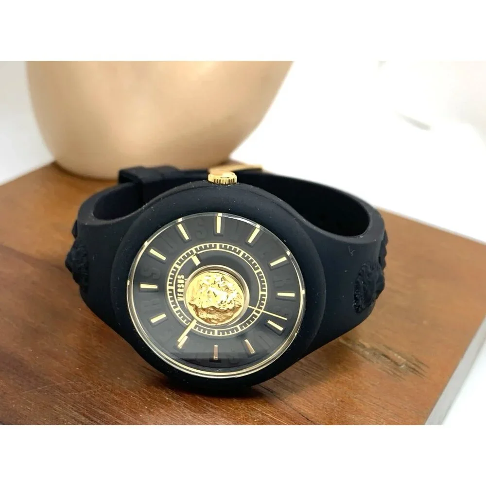 Versus by Versace Women's Watch VSPOQ1G21 Quartz Gold Black Rubber Band 40mm